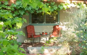 Two chairs on a patio at one of the best hotels in Farmington NM.