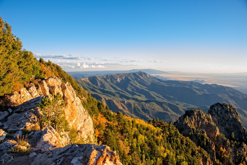 Stunning sunset view in the fall from the top of the Sandia Peak Tramway